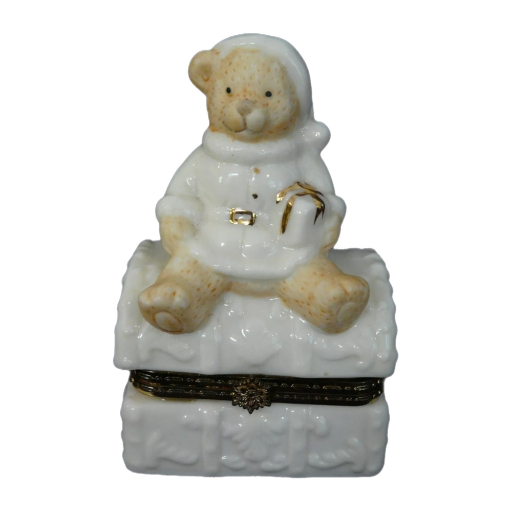 Baum Brothers Formalities Hinged Trinket Box-LexieTeddy Bear Trunk Christmas